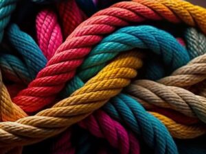 Gekleurde touwen in een knoop